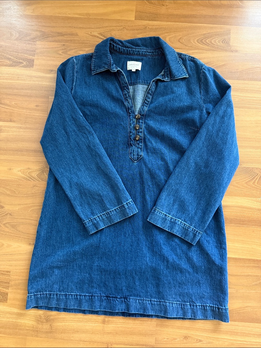 Sézane Indigo Denim Shirt Dress